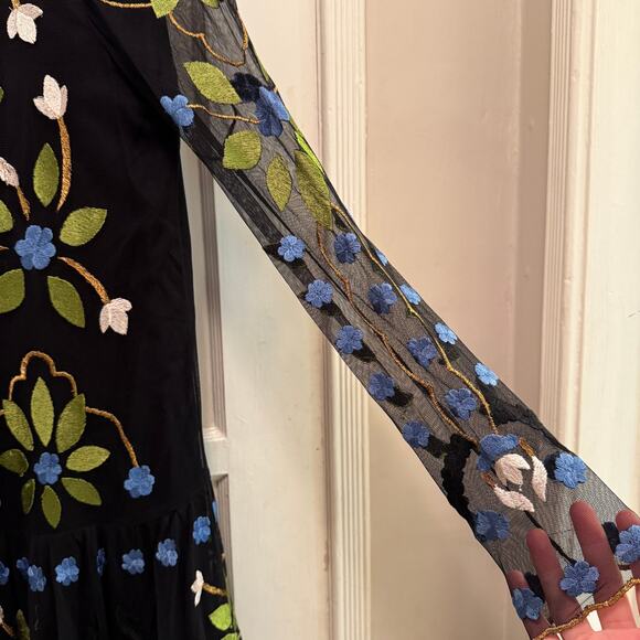 Free People Black Floral Mini Dress - Picture 4 of 9